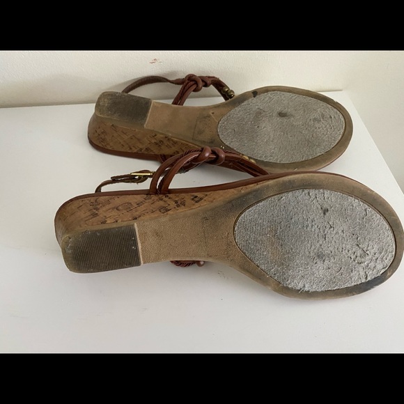 Rampage Cairo Brown Open Toe Wedge Sandals Sz 10 - Picture 9 of 11